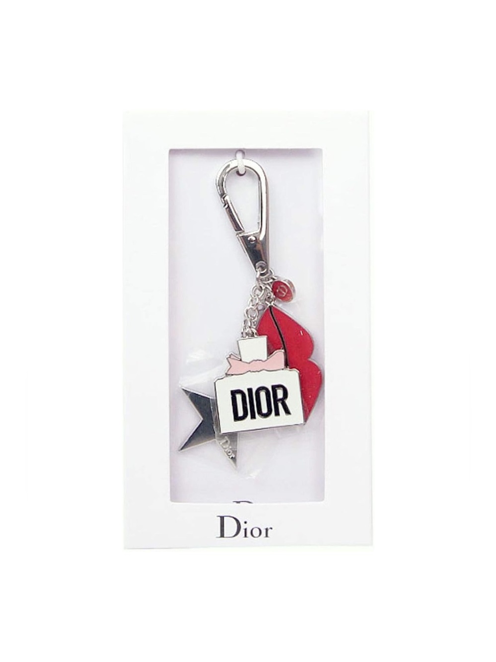 Dior Iconic Charms Keychain Lips Perfume Star Silver